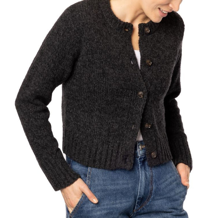 Cashwool Tweed Cardigan Charcoal Marilyn Moore BOROUGH cropprd cardigan