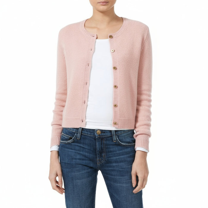 Dolly Loro Piana Cashmere Round Neck Cardigan Pale Pink Marilyn Moore