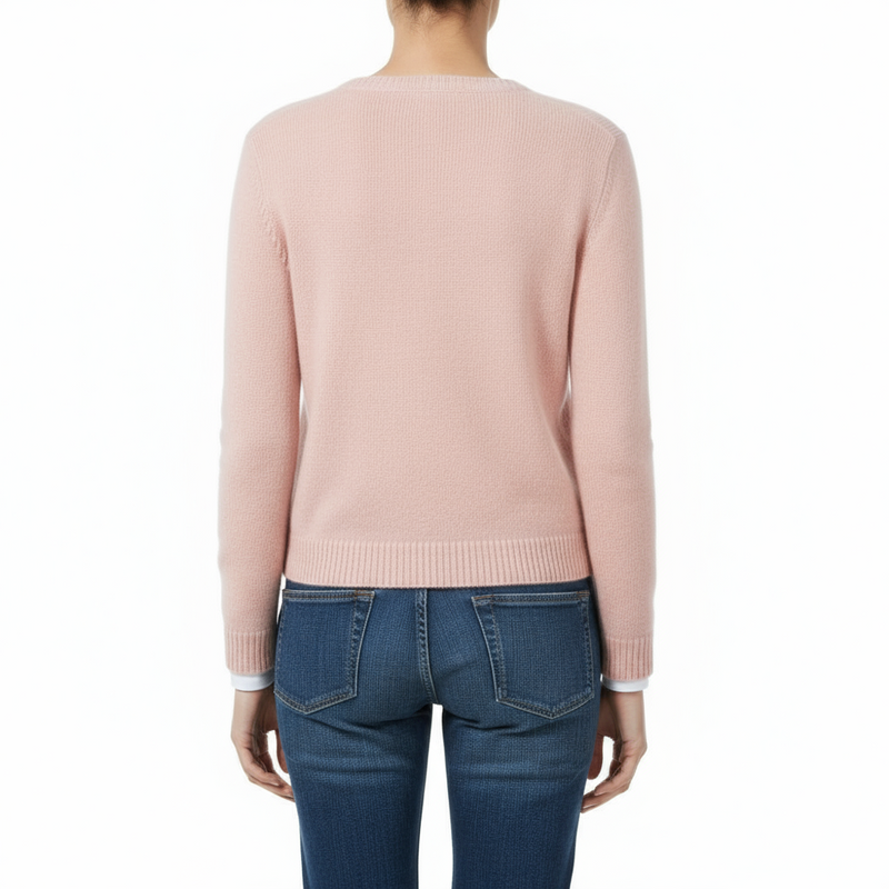 Dolly Cashmere Round Neck Cardigan Pale Pink Marilyn Moore