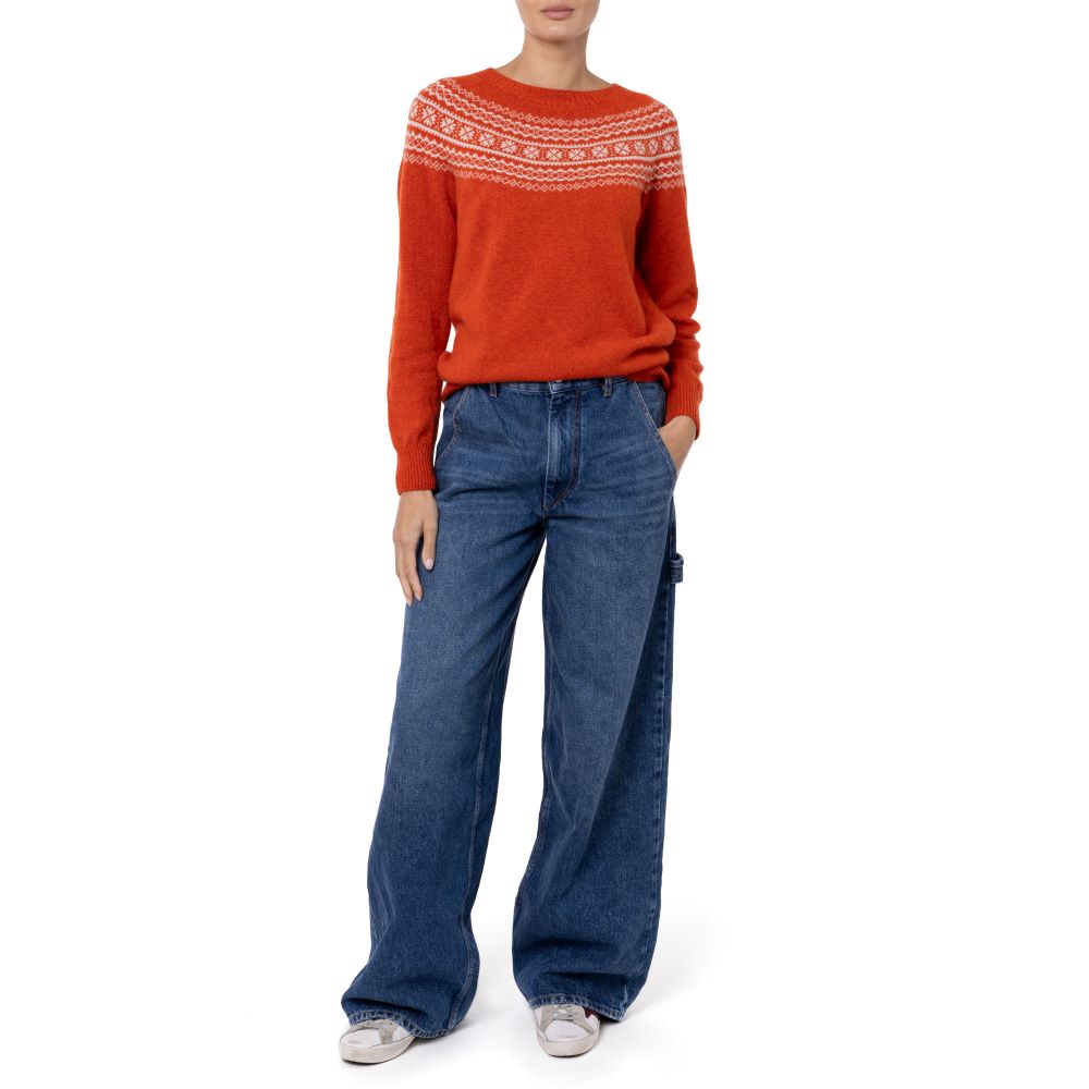 Estelle Burnt Orange Scottish Fair Isle Sweater