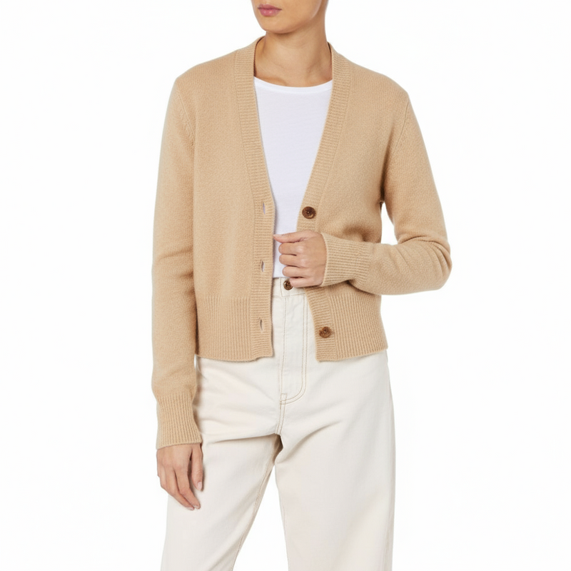 Roshin Loro Piana cashmere cardigan Camel Cashmere Marilyn Moore
