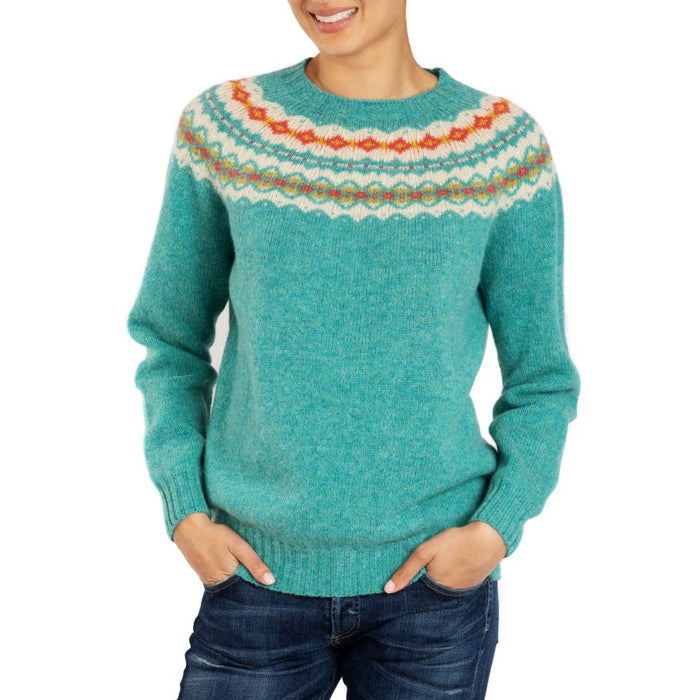 Belly Conklin Wool Fair Isle Sweater Teal Green Faye by Marilyn Moore