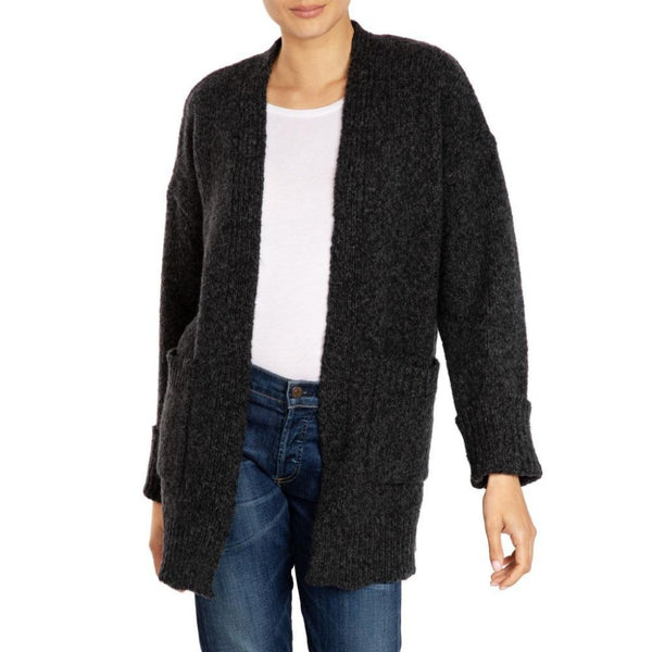 GEORGIA Long Wool Cardigan Grey Marilyn Moore