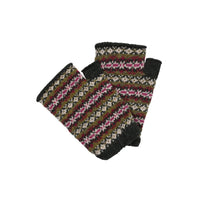 Fair Isle wristwarmers British wool Fir green Marilyn Moore