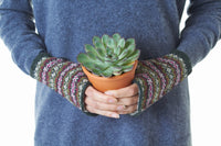 Fair Isle wristwarmers British wool Fir green Marilyn Moore