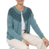 Ada Scottish Fair isle Cardigan Blue Teal Sage Marilyn Moore