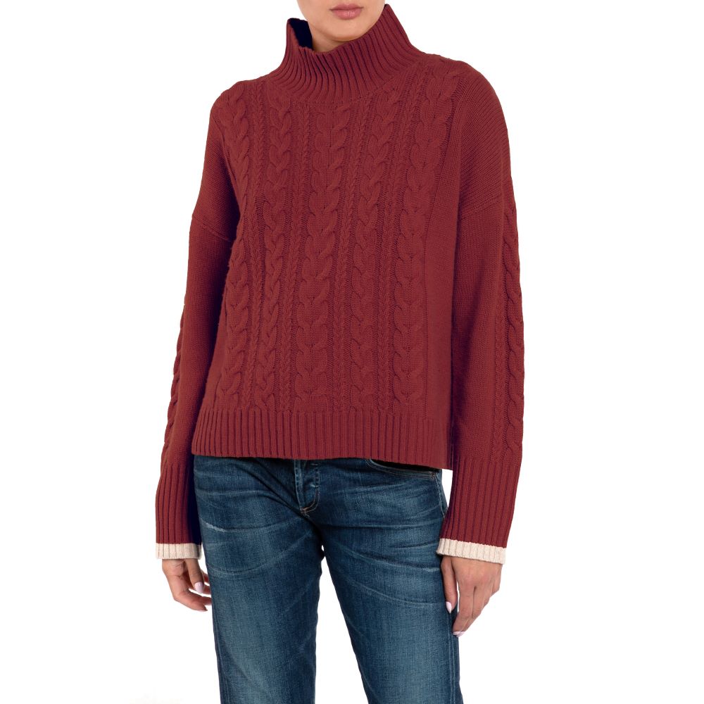Slouchy Cable knit sweater. Anya Cashmere Cable Jumper Cashmere Brown Conker WineMarilyn Moore