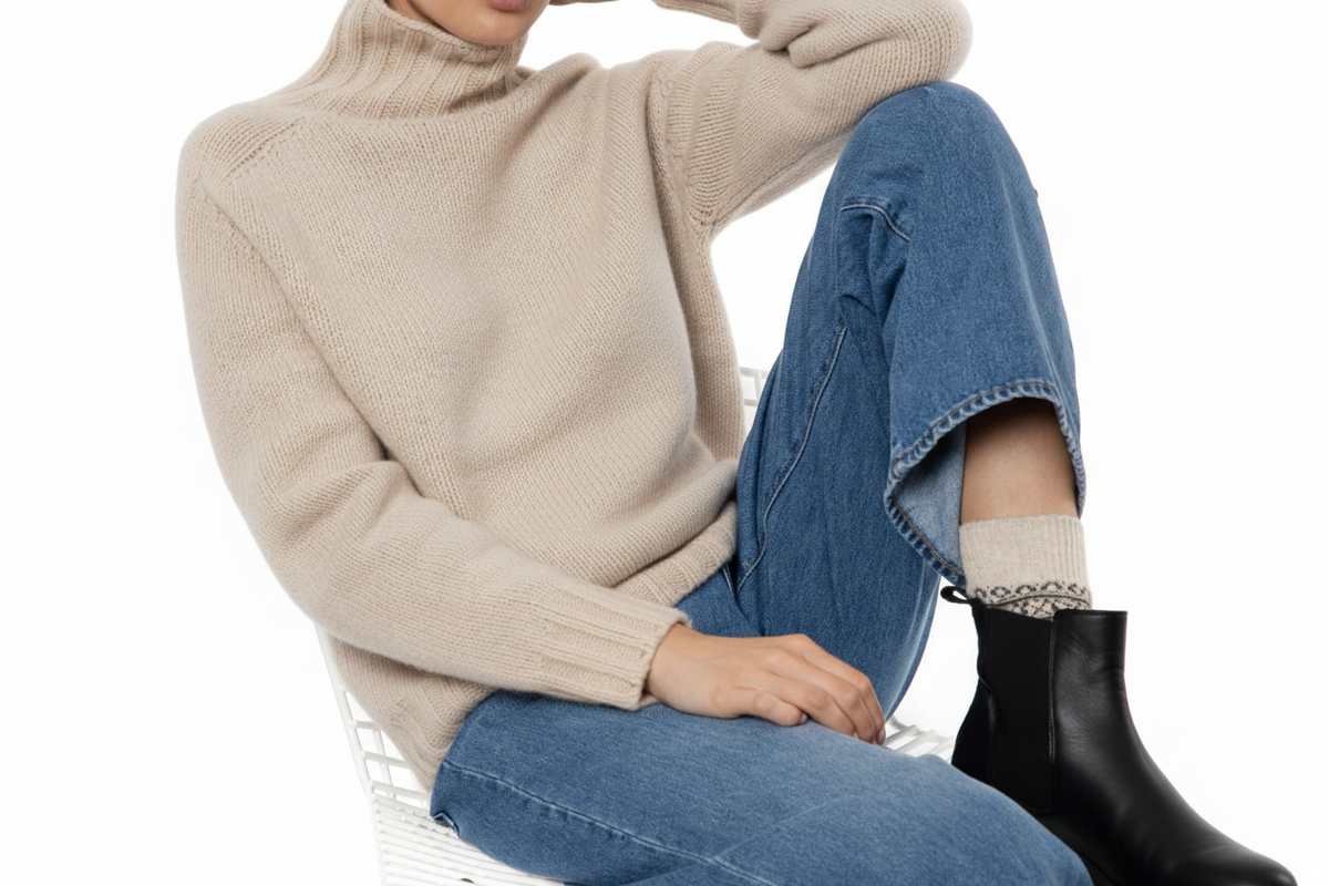 Claudia Cosy Cashmere Merino Sweater Natural Oatmeal