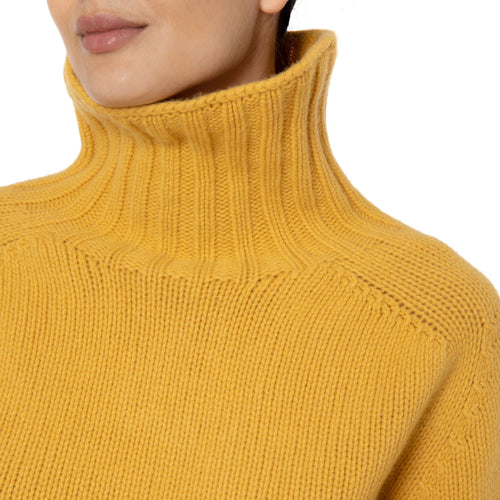Claudia Yellow High neck Cashmere Sweater by Marilyn Moore