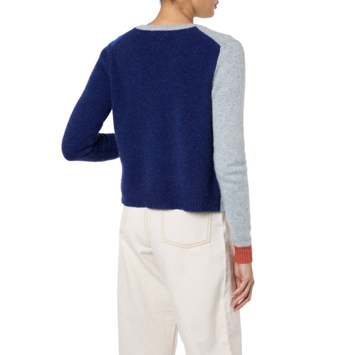 Cork Lora Piana Cashmere Colour block cardigan pale grey blue by Marilyn Moore