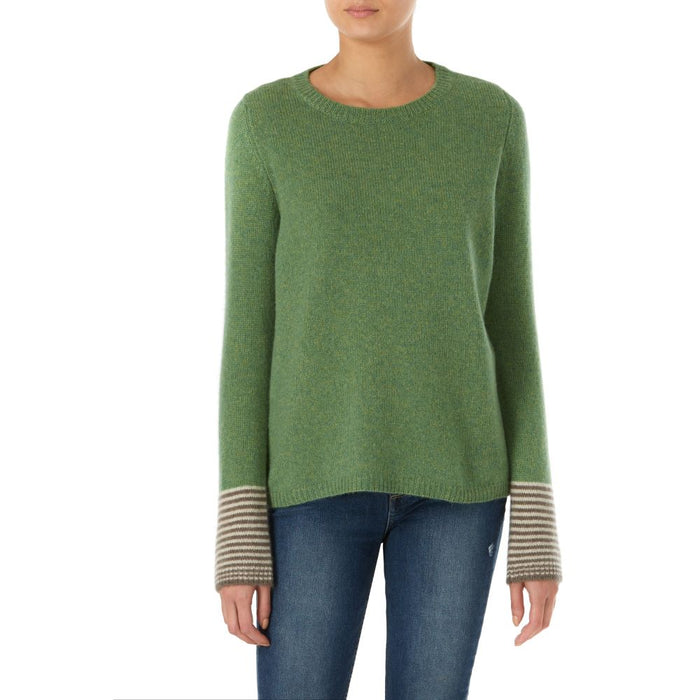 Marilyn Moore Devon stripe cuff Loro Piana Cashmere sweater green jumper