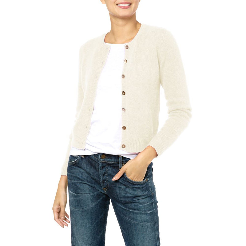 Dolly Loro Piana Plain Ivory Cream Cardigan by Marilyn Moore