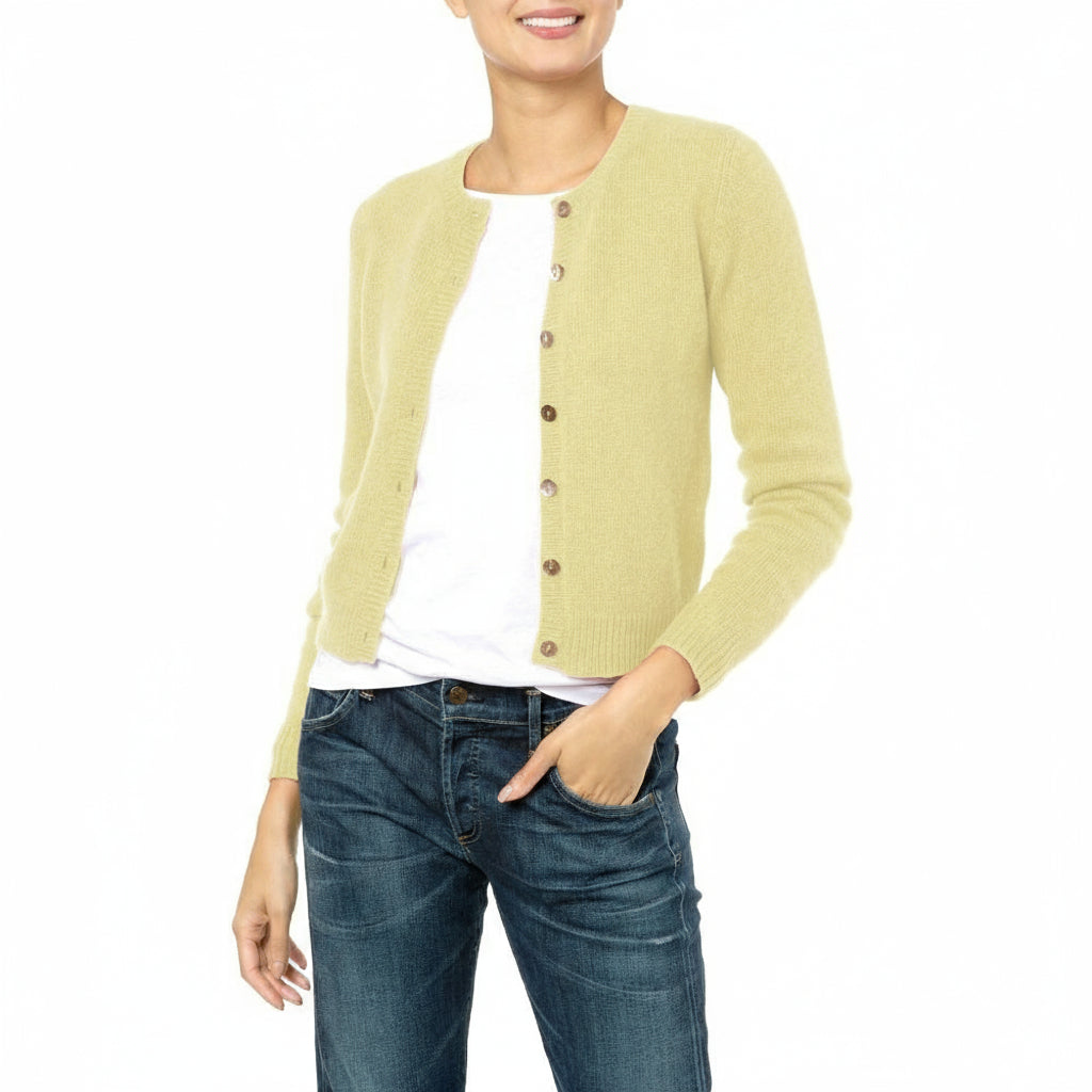 Dolly Pistachio Matcha  Marilyn moore Loro Piana Cashmere cadigan