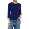 Loro Piana Cashmere stripe detail sweater Marin Blue from Marilyn Moore LONDON