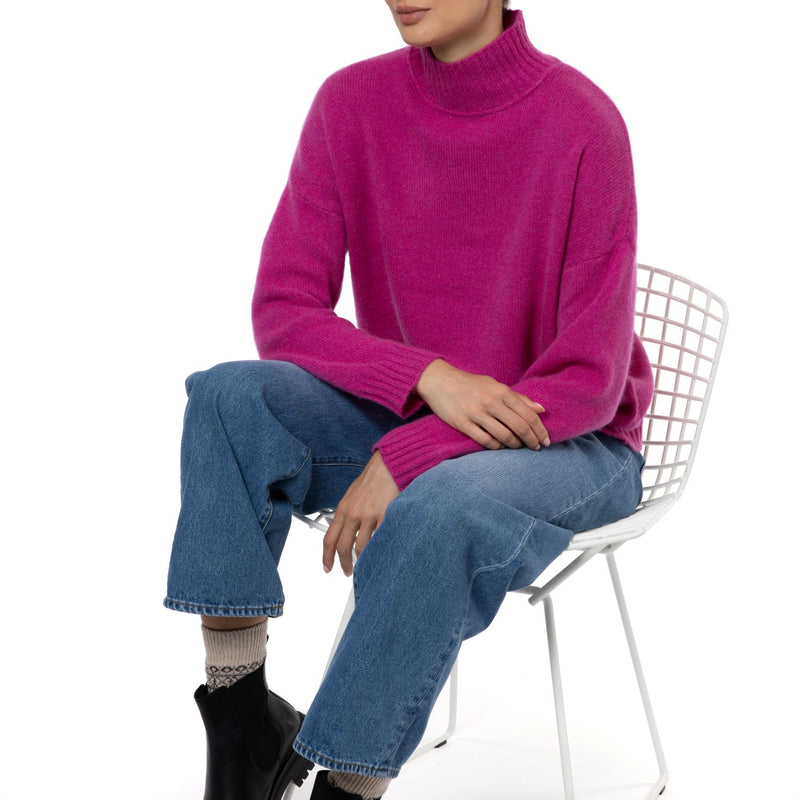 Dublin Slouchy Cashmere Jumper Fuchsia