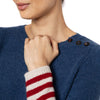 Handmade Loro Piana Cashmere sweater Navy Denim red stripe cuff Marilyn Moore
