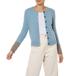 Dilly Stripe Cuff Loro Piana Cashmere Cardigan Pale Blue Marilyn Moore