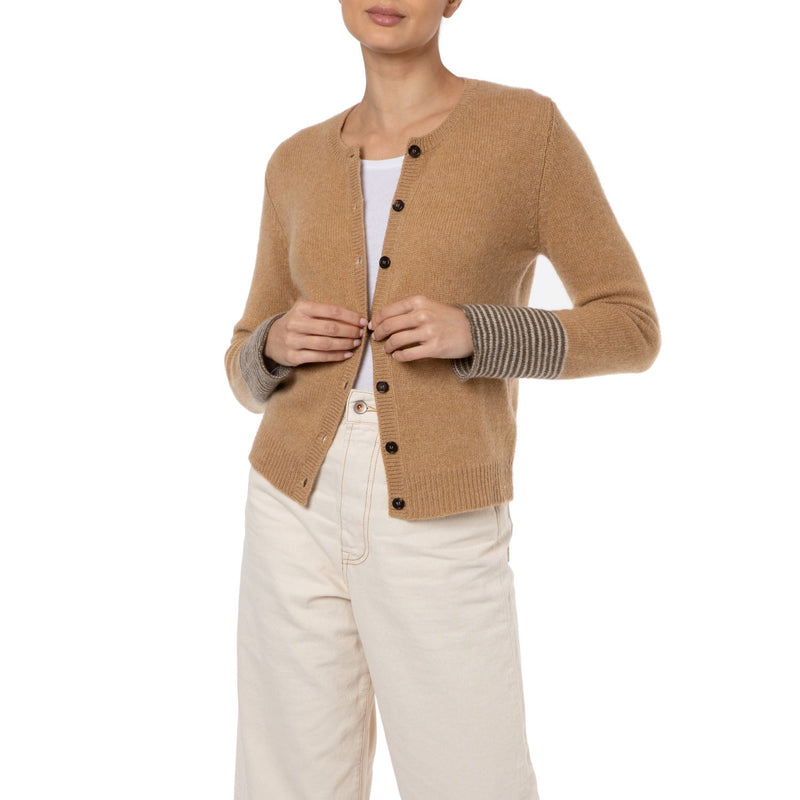 Dilly Stripe Cuff Loro Piana Cashmere Cardigan natural Marilyn Moore