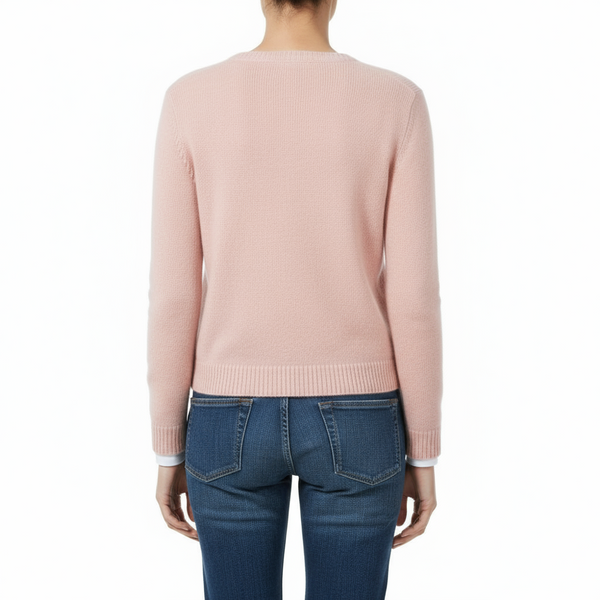 Dolly Cashmere Round Neck Cardigan Pale Pink Marilyn Moore