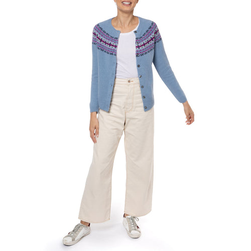 Vintage Fair Isle Cashmere cardigan Ocean Blue Marilyn Moore