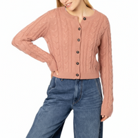 Emma Cable Cashmere Cardigan Old Pink