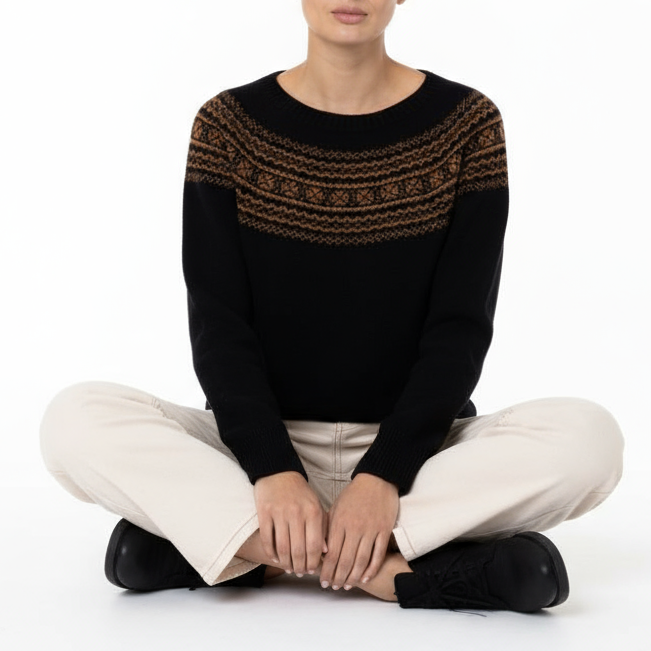 Estelle Lambswool Fair Isle Sweater Black