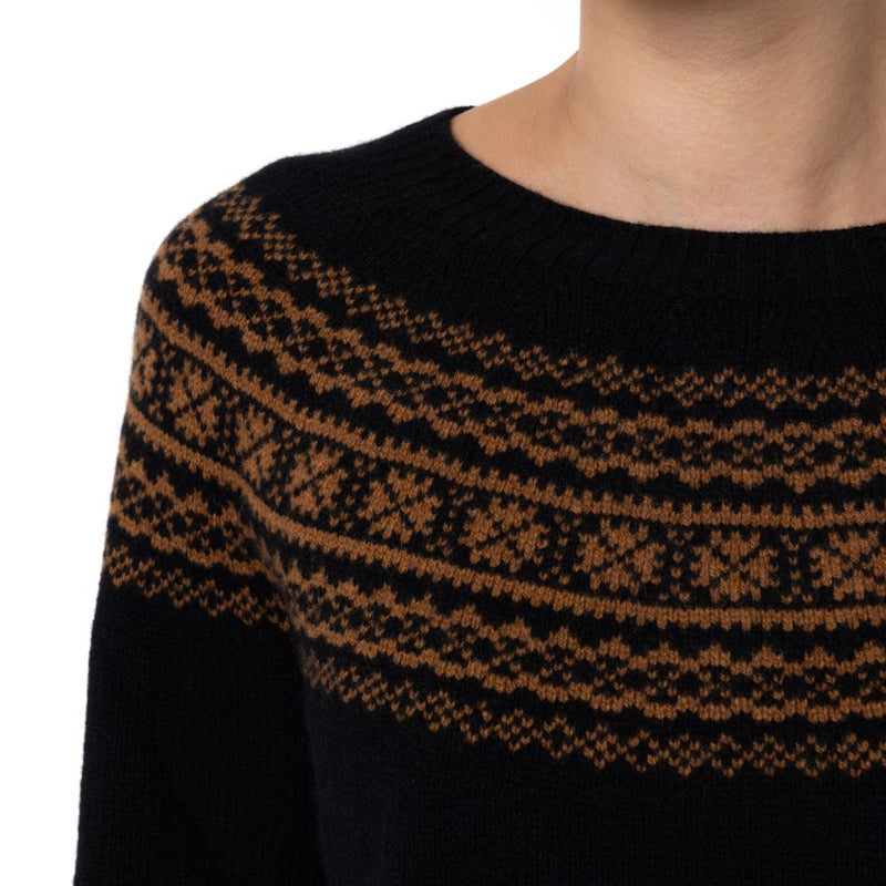 Estelle Lambswool Fair Isle Sweater Black