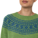 Marilyn Moore Scottish Fair Isle Sweater Green Blue Todd and Duncan Geelong Lambswool Estelle
