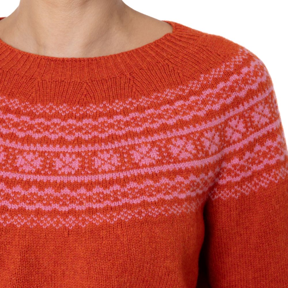 Estelle Scottish Fair Isle Orange Pink Last one