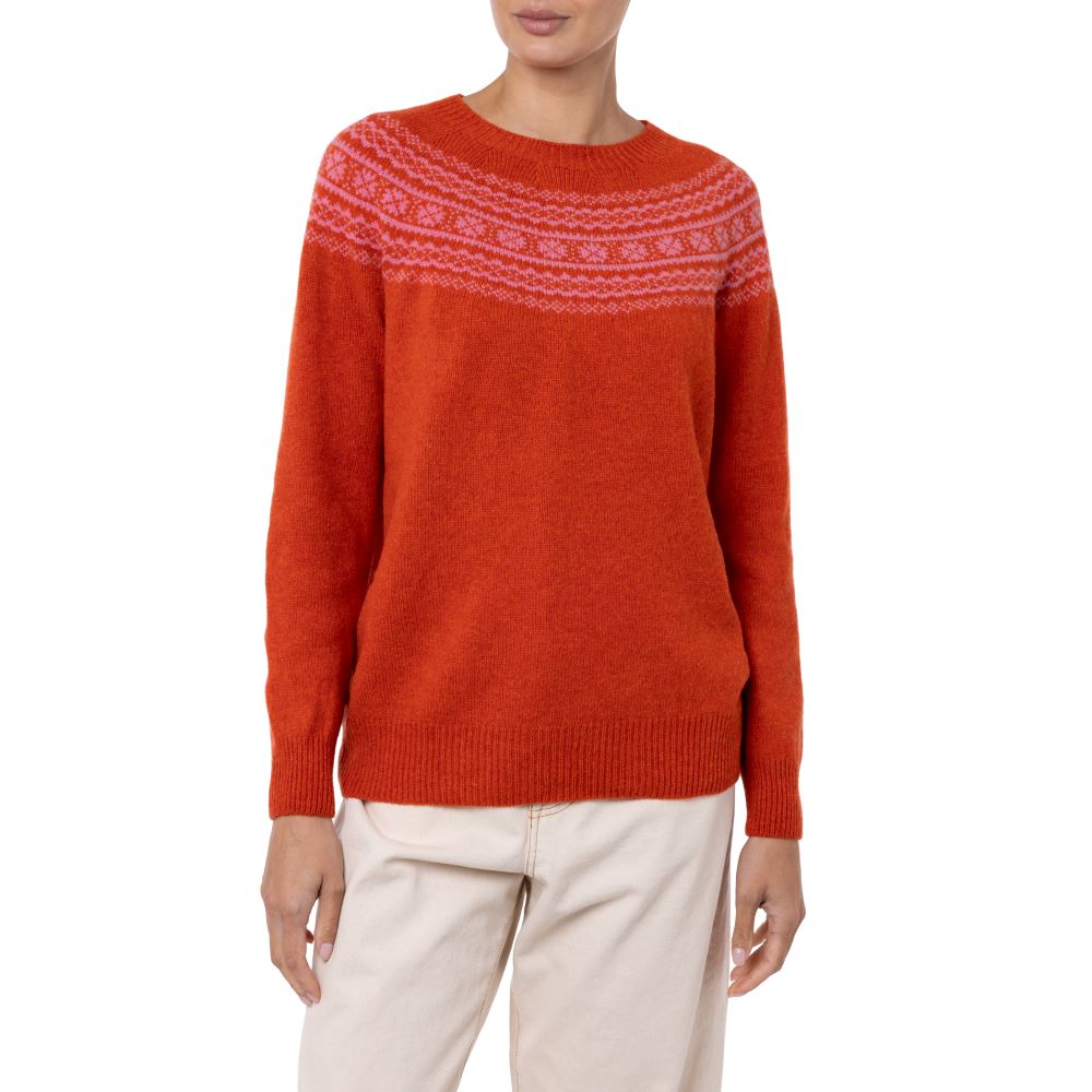 Estelle Scottish Fair Isle Orange Pink Last one