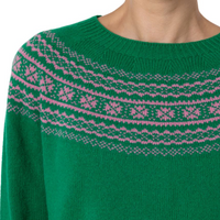 New Scottish Fair Isle Sweater Green/Pink