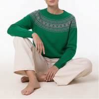 New Scottish Fair Isle Sweater Green/Pink