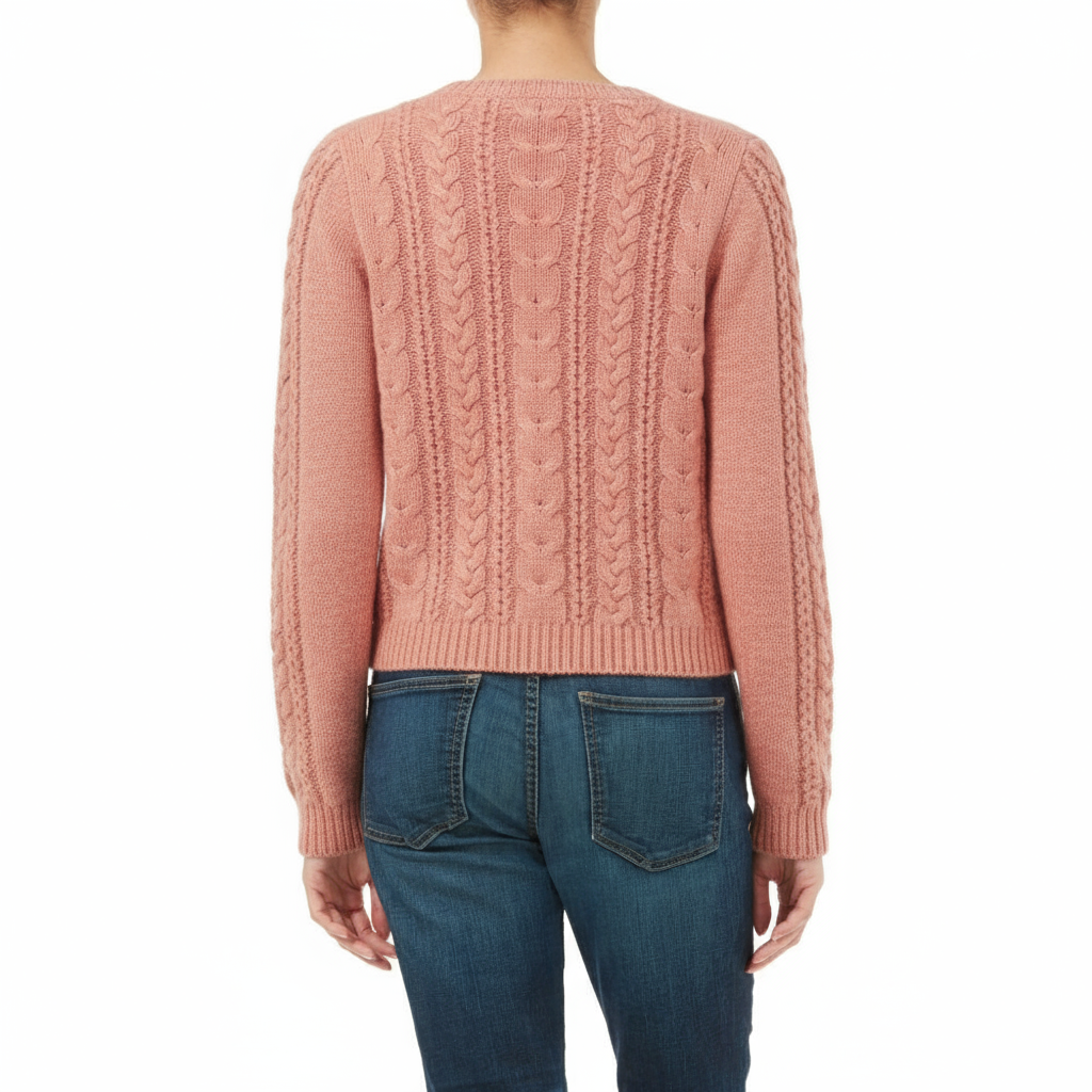 Emma Cable Cashmere Cardigan Old Pink
