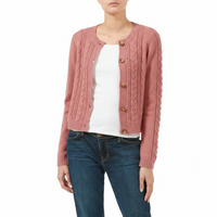 Emma Cable Cashmere Cardigan Old Pink