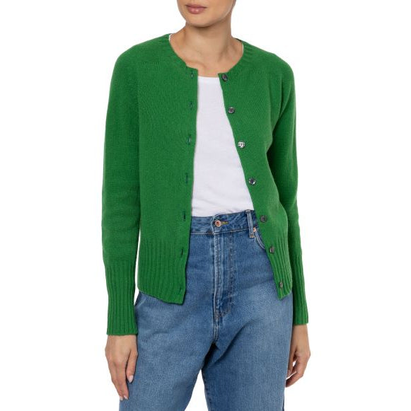 Clara Geelong Crewneck Cardigan Green by Marilyn Moore