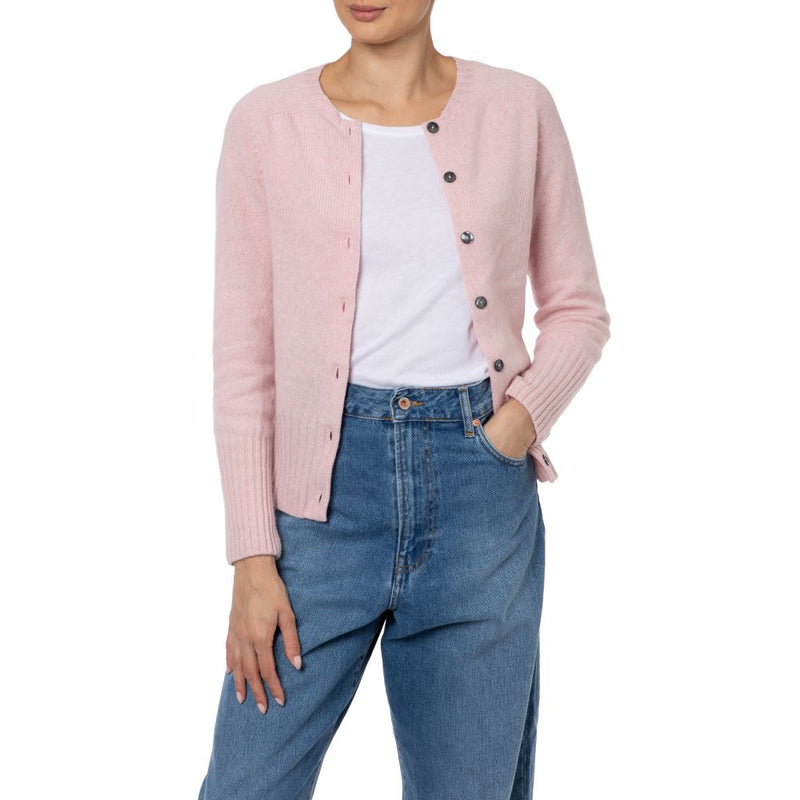 Clara Geelong Crewneck Cardigan Pink by Marilyn Moore