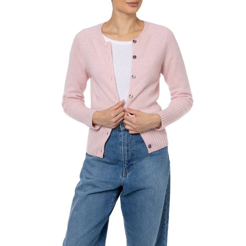 Clara Geelong Crewneck Cardigan Pink by Marilyn Moore