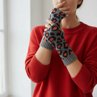 Elsa Cashmere Wrist Warmers Grey Navy