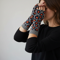 Elsa Cashmere Wrist Warmers Grey Navy