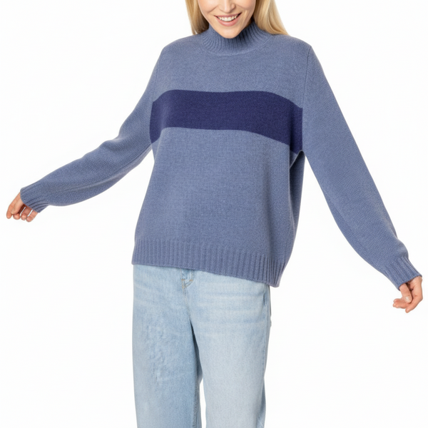 Henley Handmade Cashmere Sweater Chambray