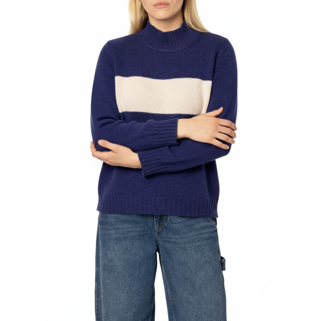 Henley Handmade Cashmere Sweater Navy