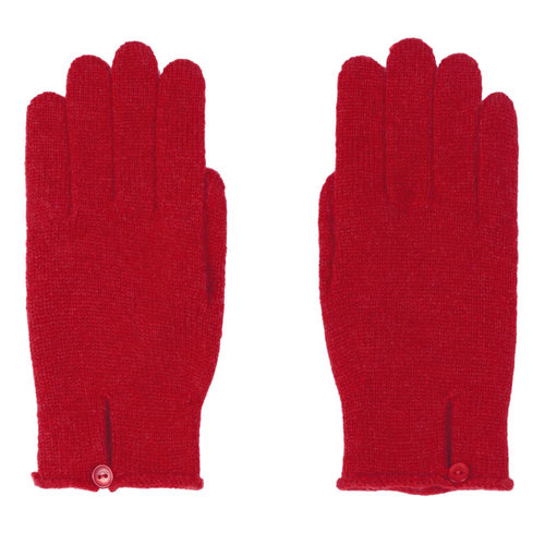 Red Cashmere Gloves with Button