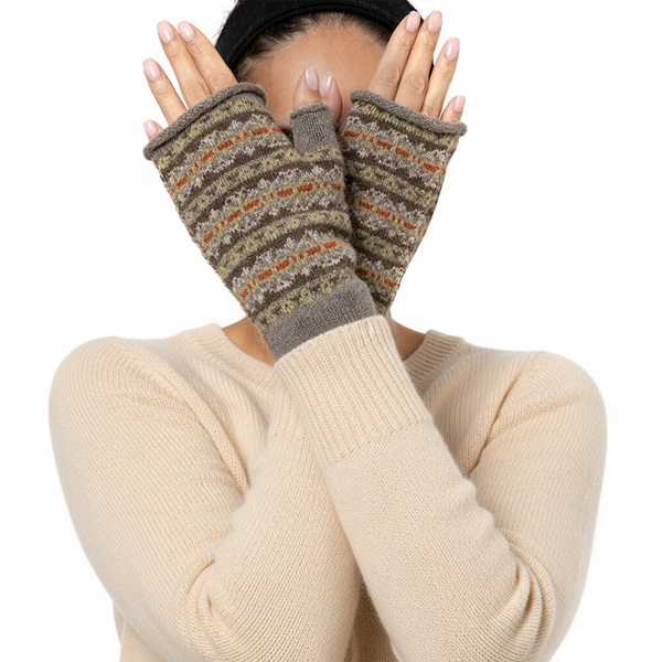 Isla Fair Isle Wrist Warmers Bark