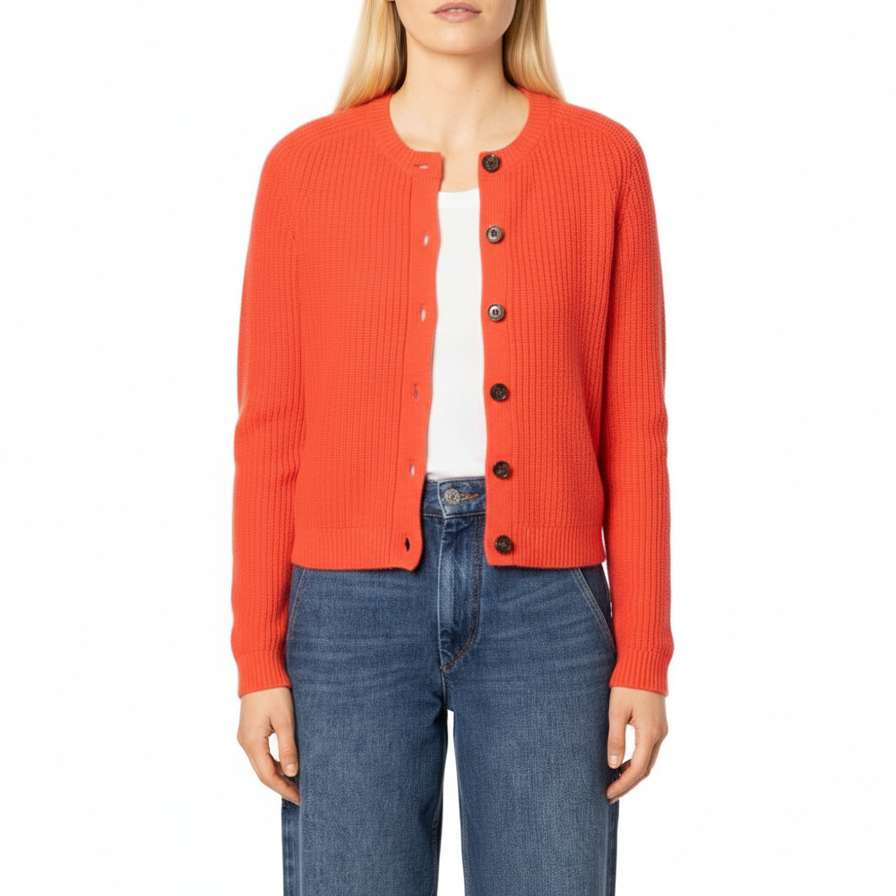 MARILYN MOORE Mortlake Ribbed Cashmere Cardigan - Orange – Marilyn