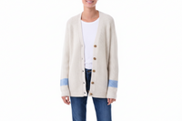 Petworth Cashmere Merino Rib Cardigan Stone Last one