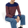 Padstow Loro Piana Cashmere stripe sweater Denim Blue from Marilyn Moore