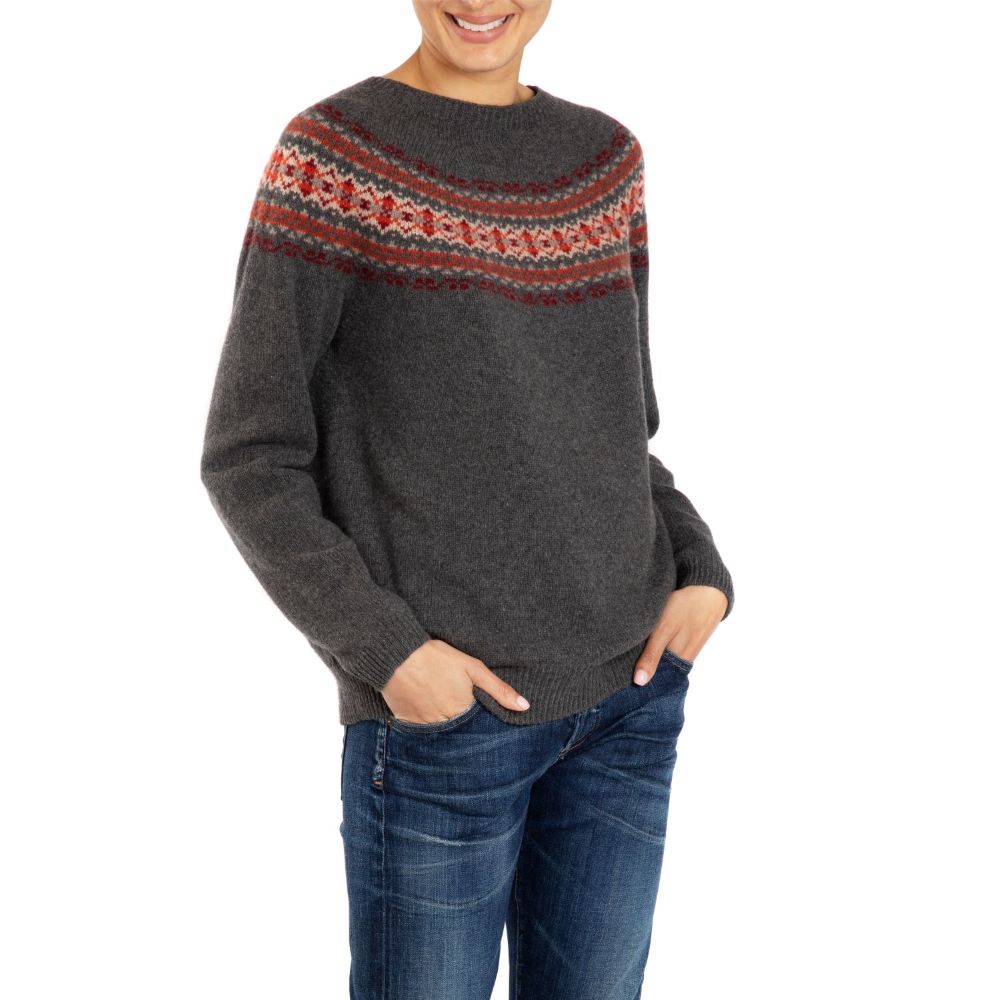  Cashmere Scottish Fair isle sweater Charcoal Red Marilyn Moore