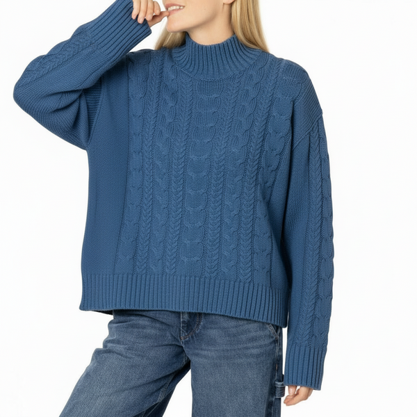 Oversize Cable knit Denim Putney by Marlyn Moore