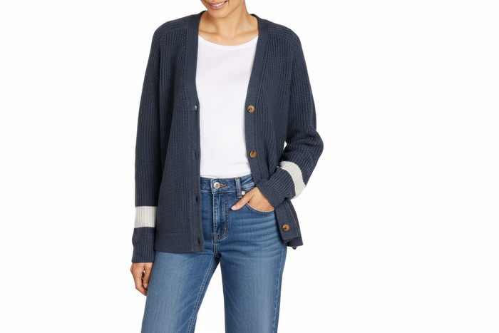 Heirloom Rib Cardigan Grey Slate Stone