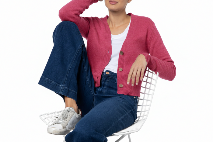 Roshin Handmade Cashmere cardigan Fuchsia